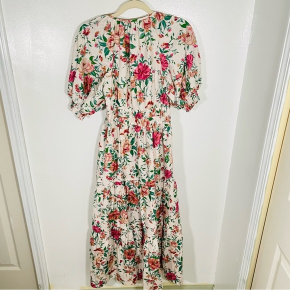 NEW Anthropologie Somerset Maxi Dress Puff-Sleeve Edition Neutral Motif Floral - Picture 9 of 9